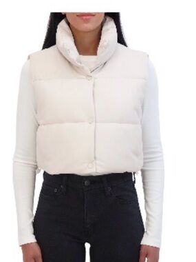 Sebby Crop Faux Leather Vest Ivory X-Large